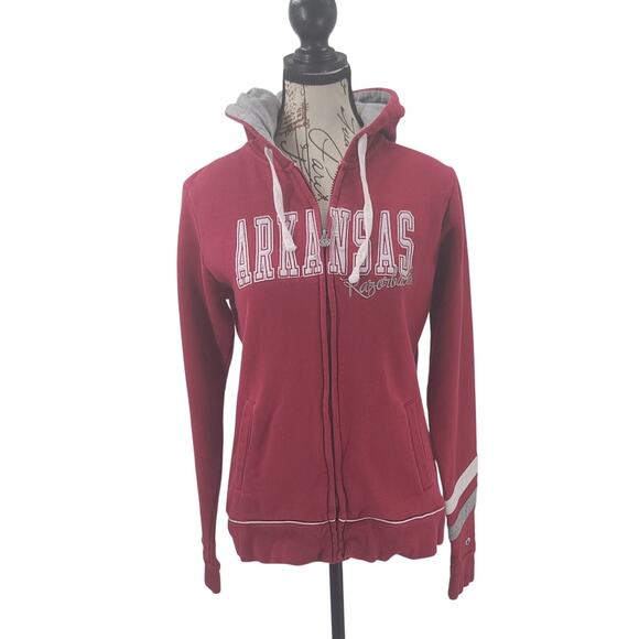 Champion University of Arkansas Razorbacks women fullzip hoodie red Size Medium - Picture 10 of 12